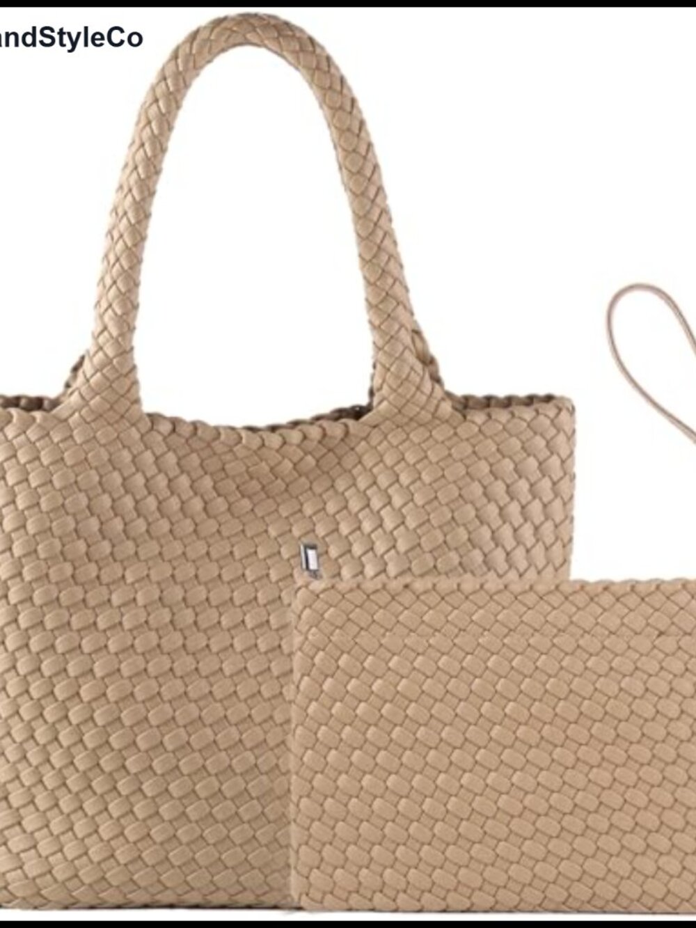 Woven Vegan Leather Tote Bag Large Capacity Shoulder Shopper Handbag